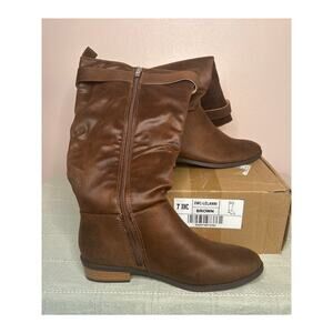 Journee Collection Lelanni Women's Brown XWC Vegan Leather Knee High Boot Sz 7